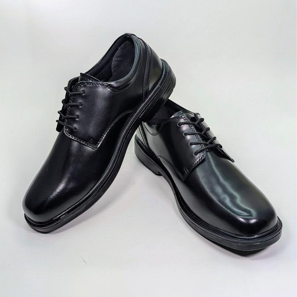 Nunn Bush Eddy Plain Toe Oxford Derby Mens 9.5 Black Leather Shoes Slip Resist